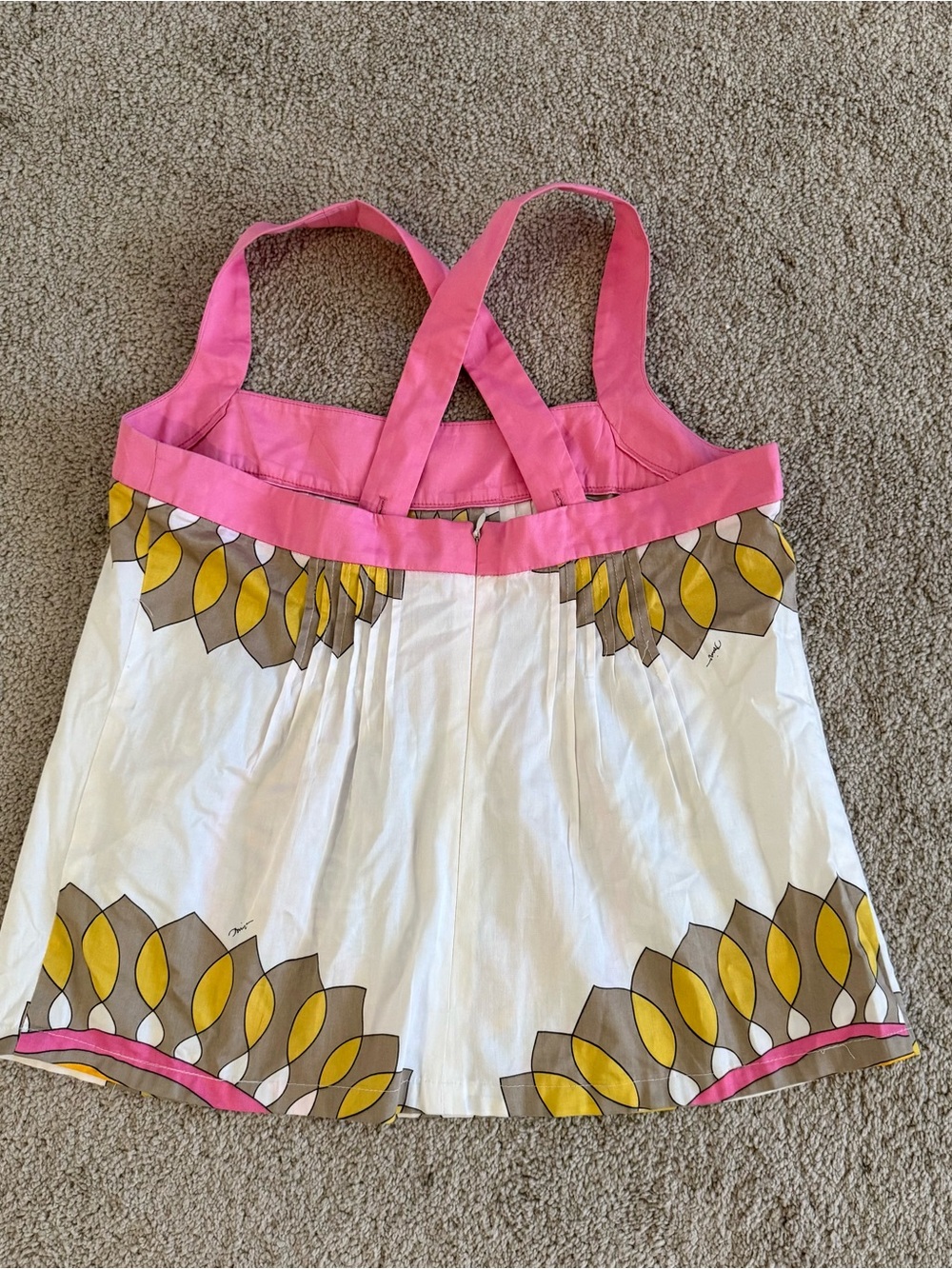 Rare Trina Turk One Of A Kind SAMPLE Shirley Tank Top Pink Yellow Art Print Sz S - Picture 5 of 8